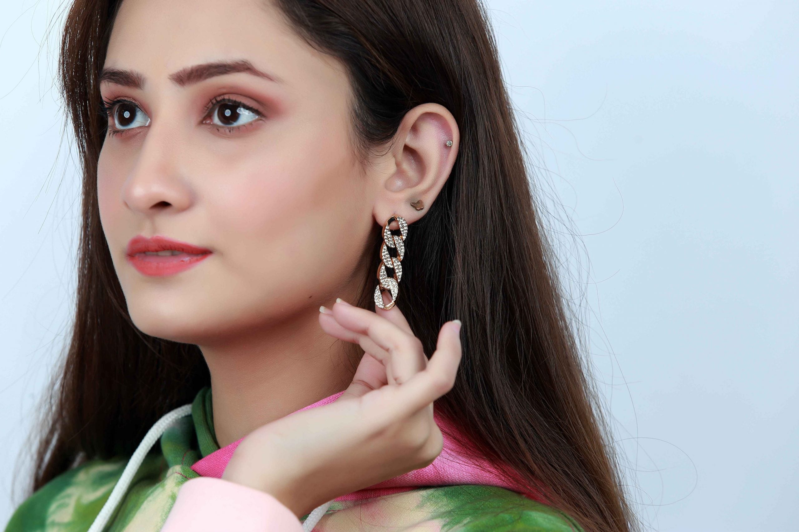 Golden with Stone Earring