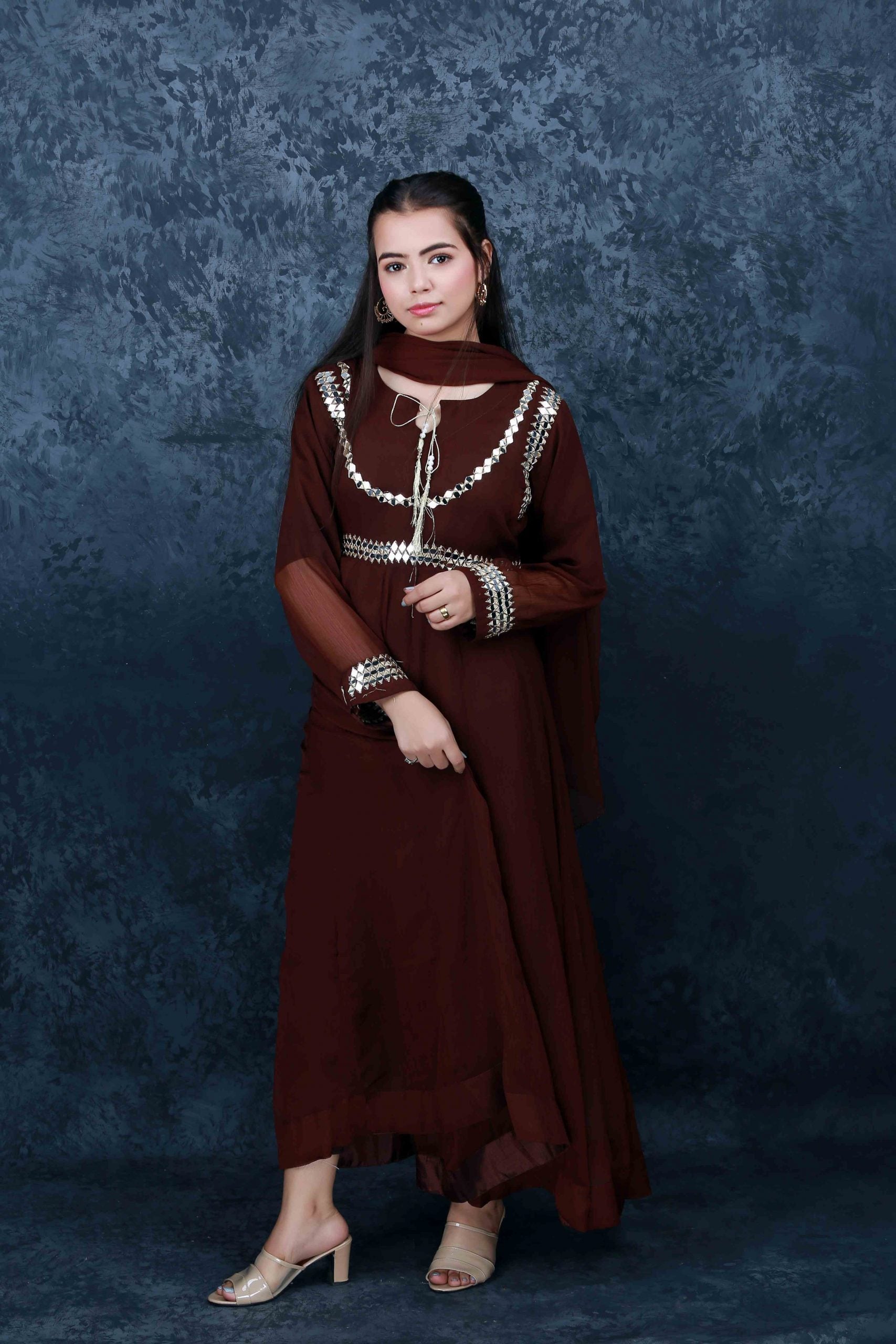 Brown-Maxi(mirror work)