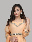 Peach with Embroidery & Mirror work Maxi