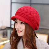 Beret Woolen Warm Cap Red
