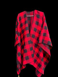 Red Checked Cape Shawl