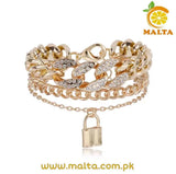 Malta Multilayer Zircon Lock Style Bracelet