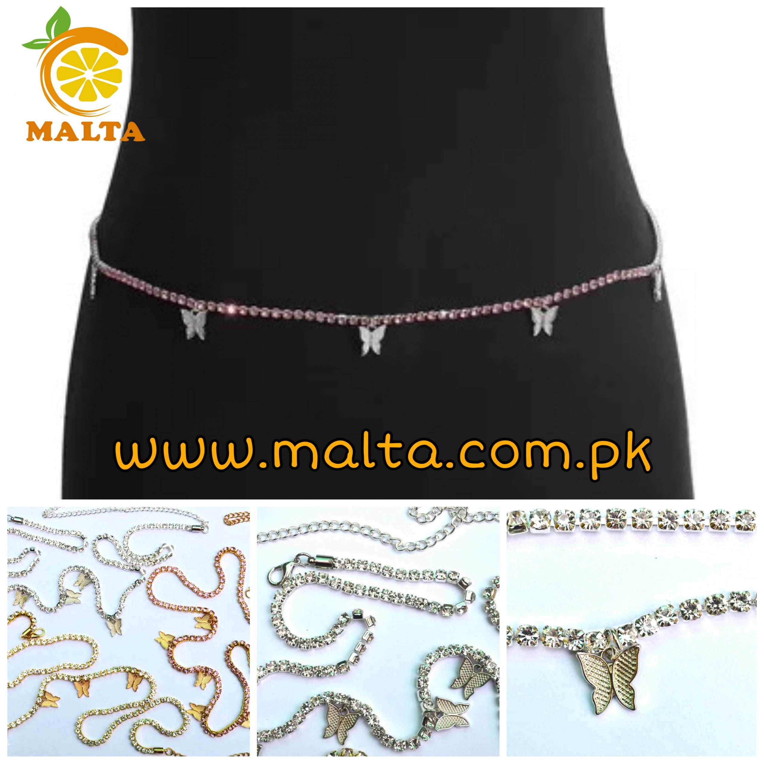 Rhinestone Butterfly Belly Chain