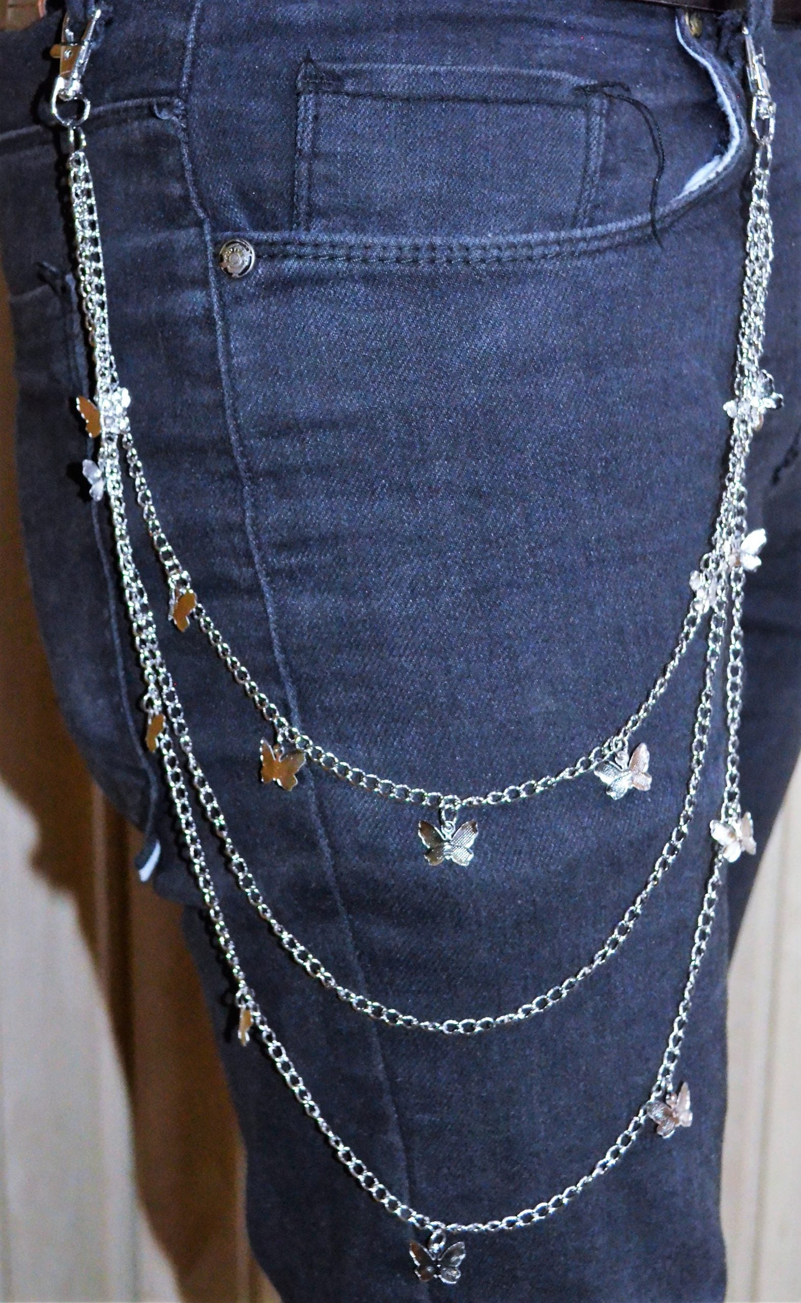 Butterfly 3 Layer Silver Chain