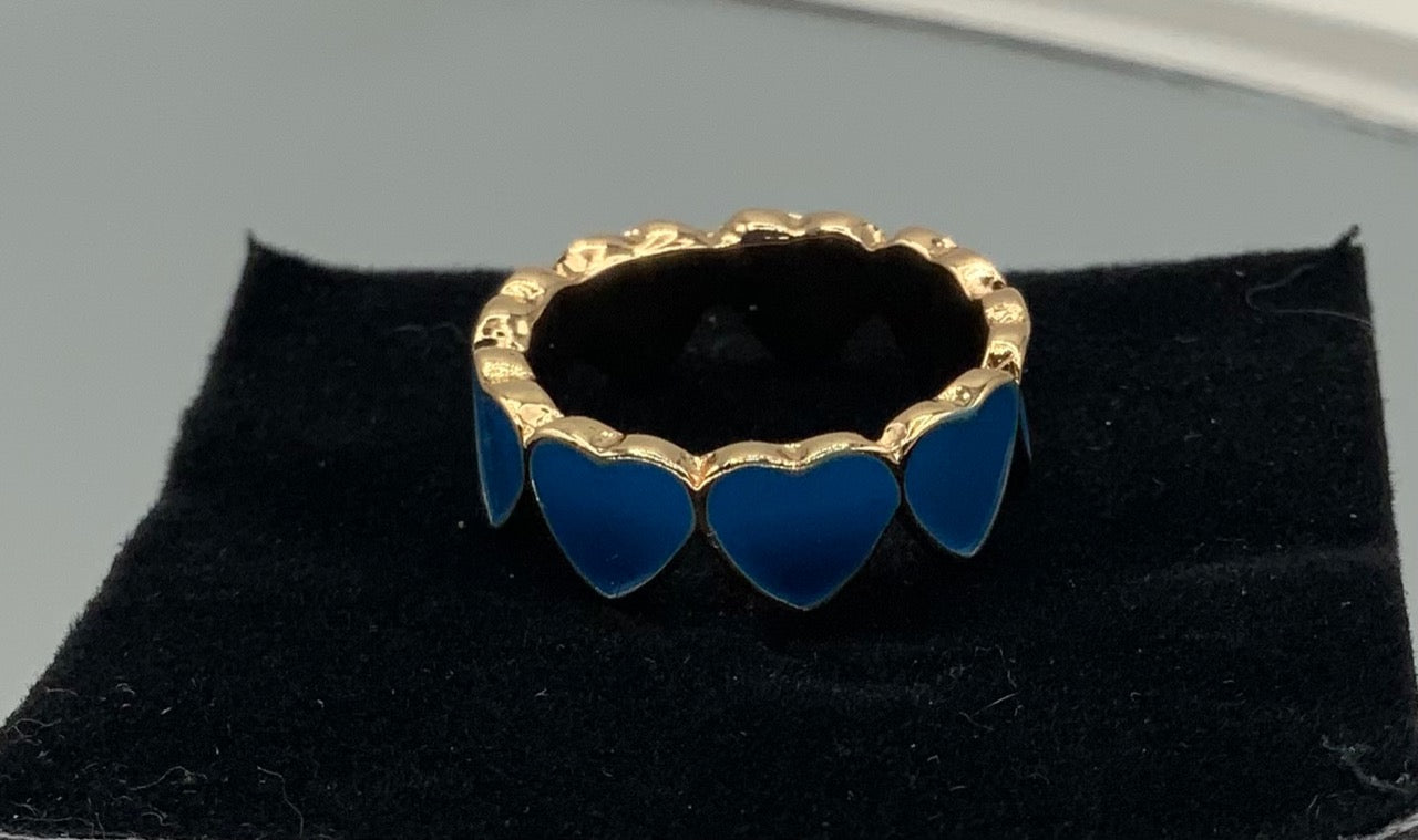 Blue Heart Enamel Ring