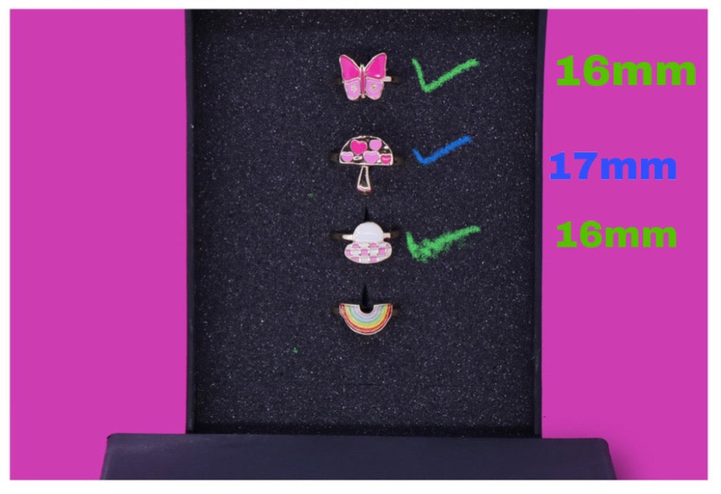 Butterfly Rainbow Enamel Ring Set