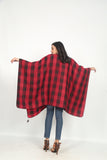 Red Checked Cape Shawl