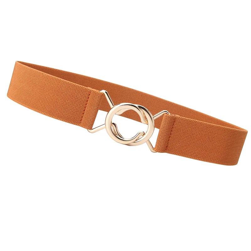 Brown Interloop Leather Elastic Belt