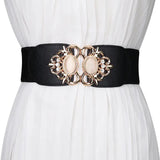 Crown Wide Leather Elastic Belt