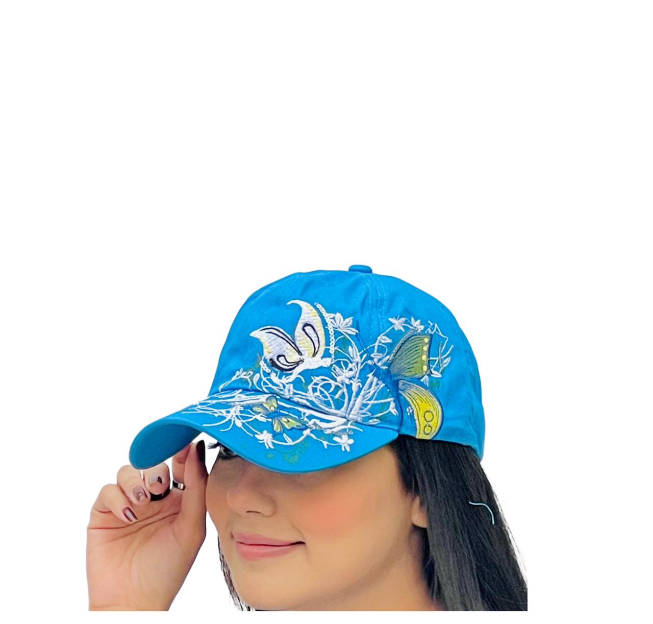 Butterflies Flower Embroidery Cap Girl