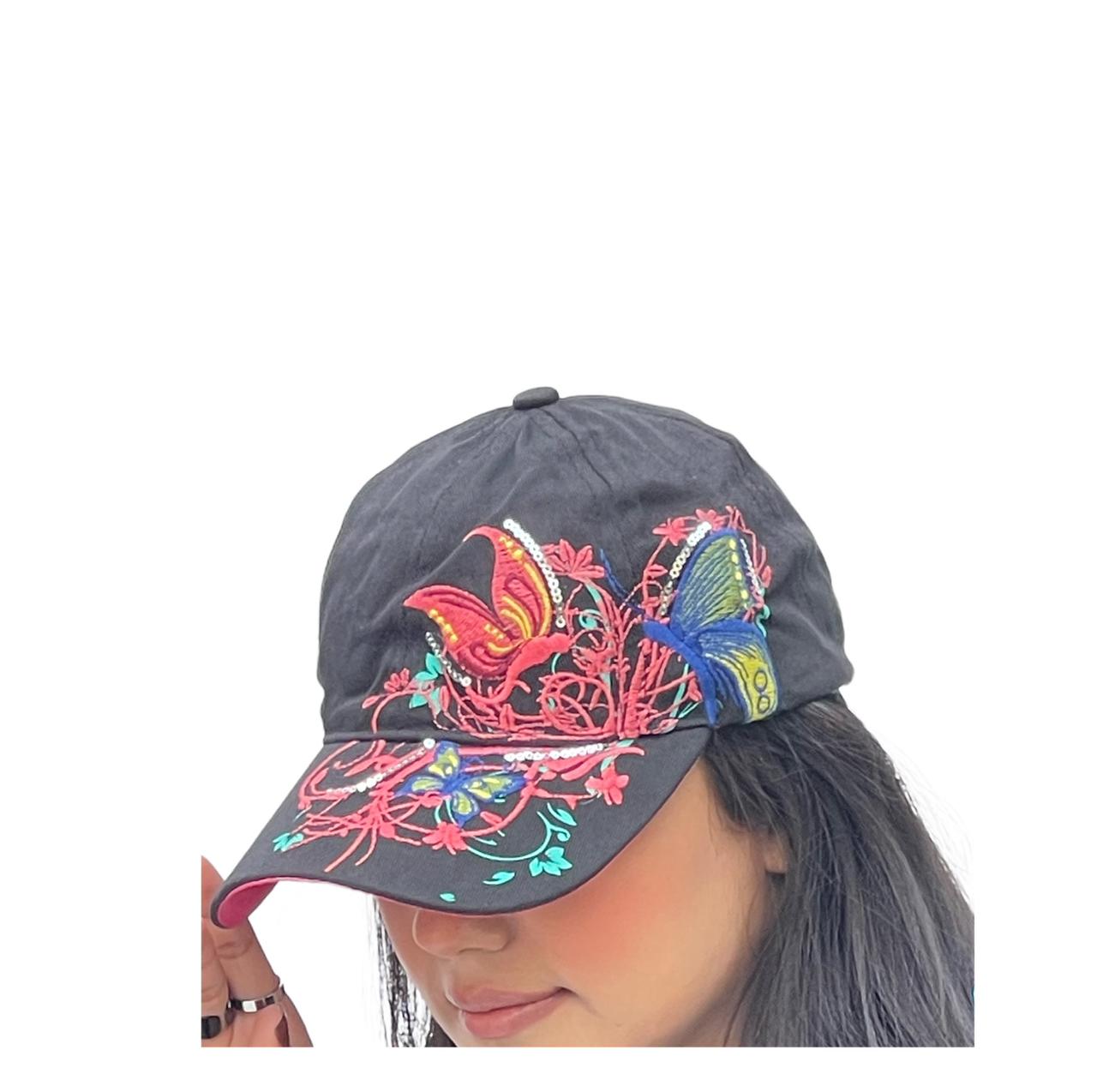 Butterflies Flower Embroidery Cap Girl