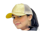 Glitter Ponytail Baseball Cap With Women Snapback Summer Mesh Hat