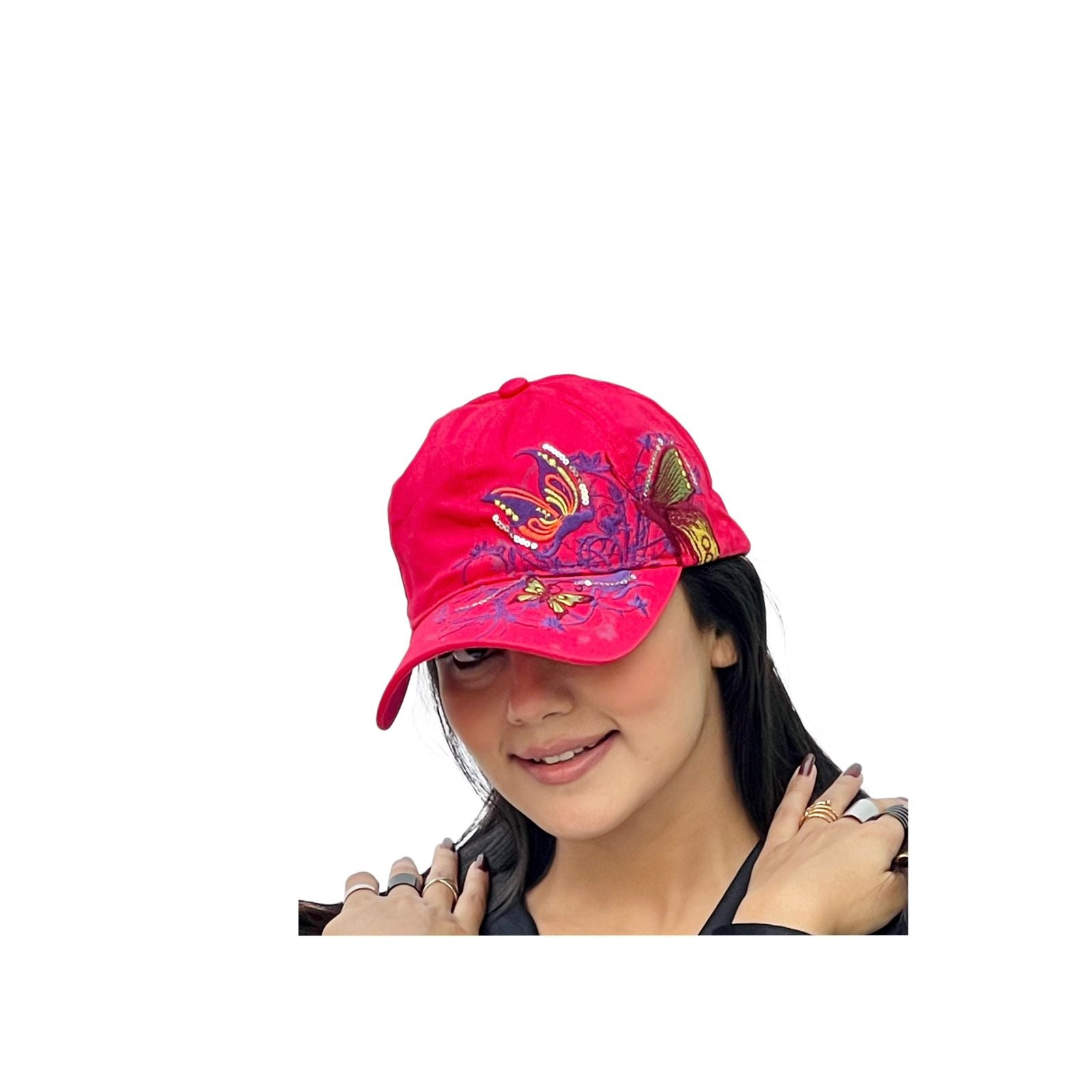 Butterflies Flower Embroidery Cap Girl