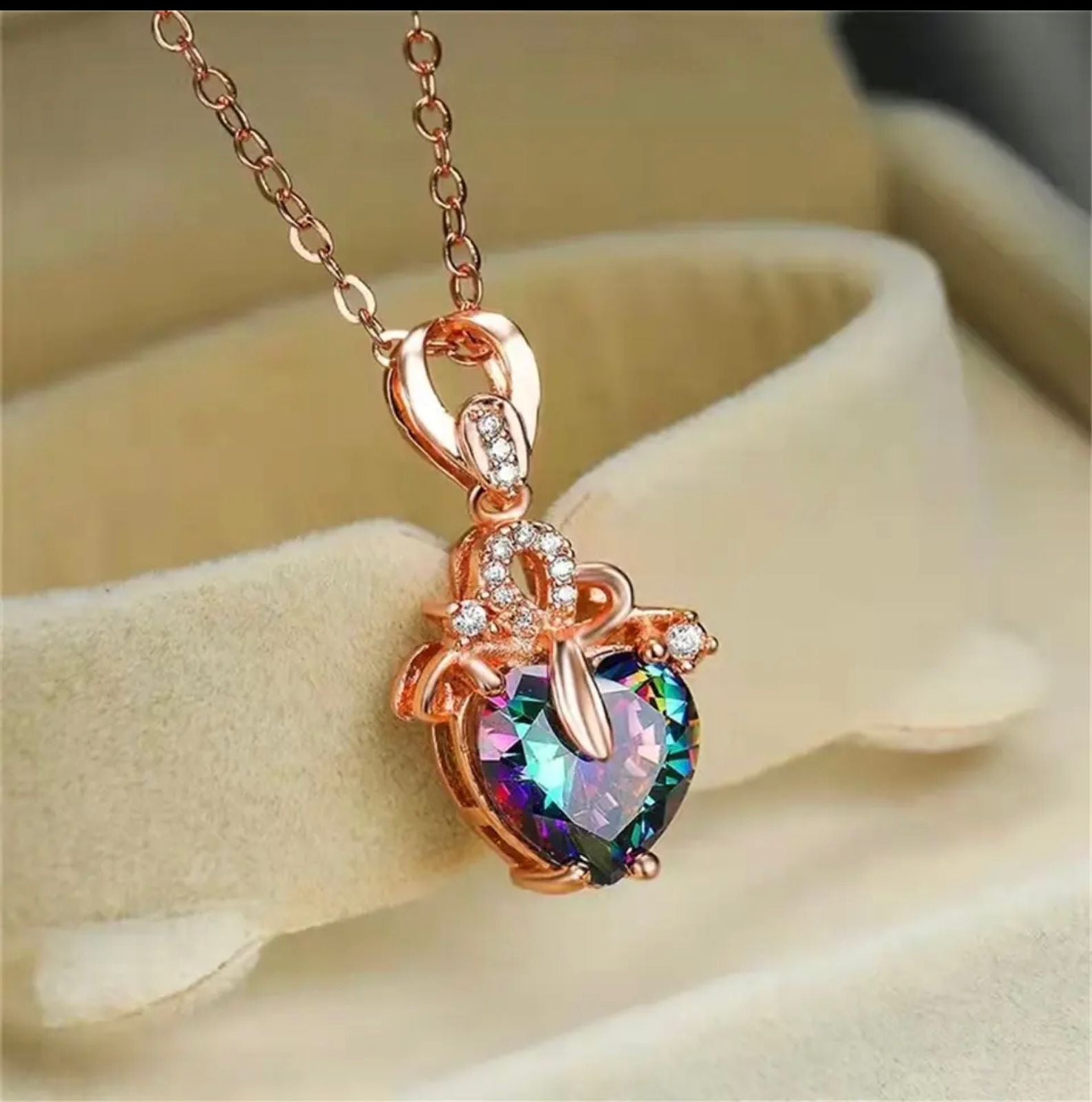 Heart shaped crystal chain