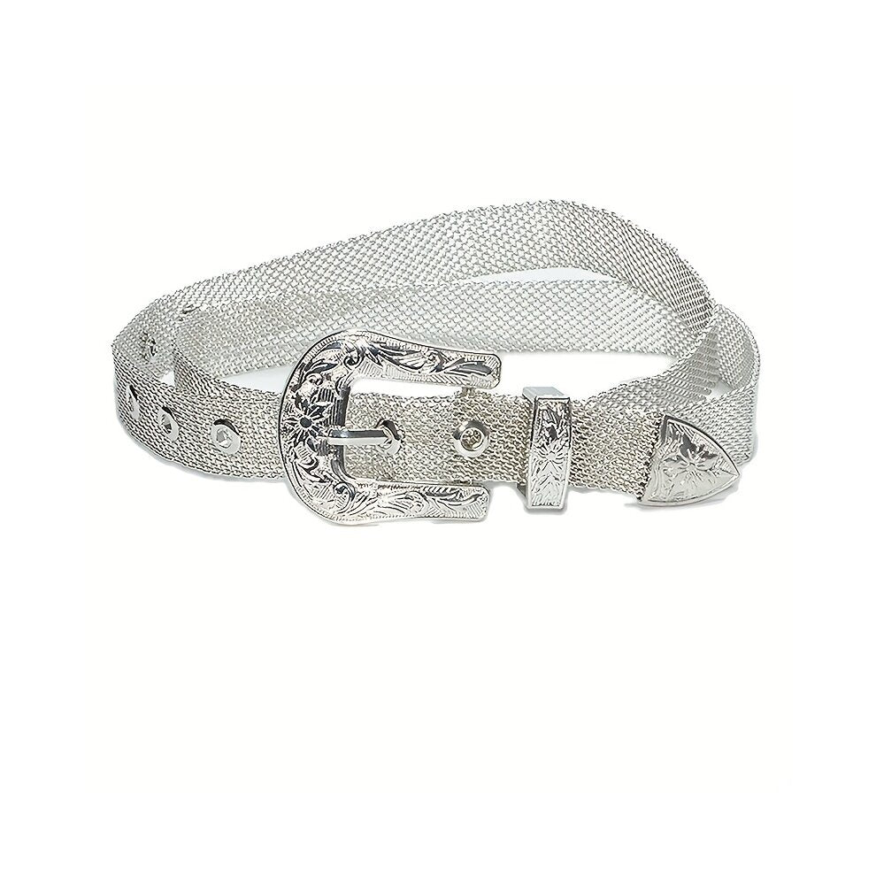 Carved Buckle Punk Metal Belt  For Pants Jeans