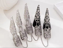 Punk Cone Fingernail Chain Ring