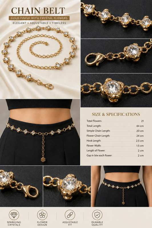 Luxe Blossom Jewel Chain Belt