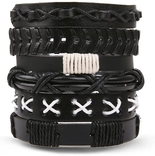 Vintage Multiple Layers Leather Bracelet Bangle Set Men Women
