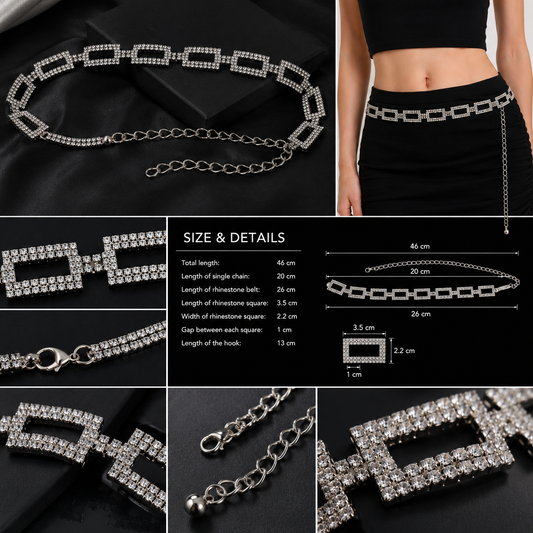 Luxe Rhinestone Link Waist Belt