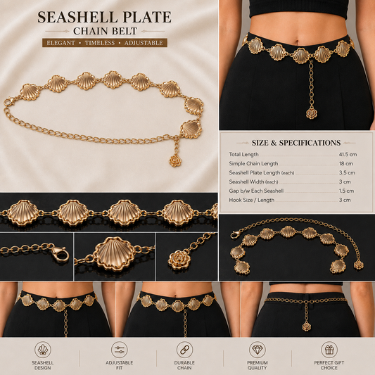 Luxe Golden Shell Chain Belt