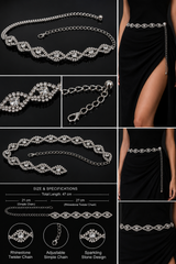 Glamour Wave Rhinestone Belly Chain belt