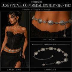 Luxe Vintage Coin Medallion Belly Chain belt