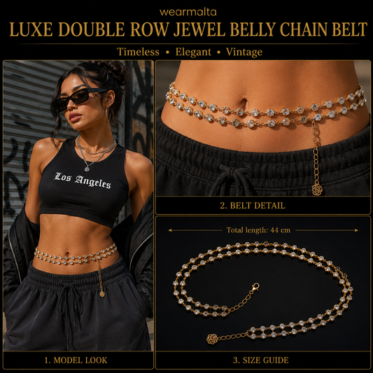 Luxe Double-Row Jewel Belly Chain