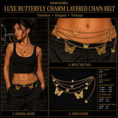 Luxe Butterfly Charm Layered Chain Belt