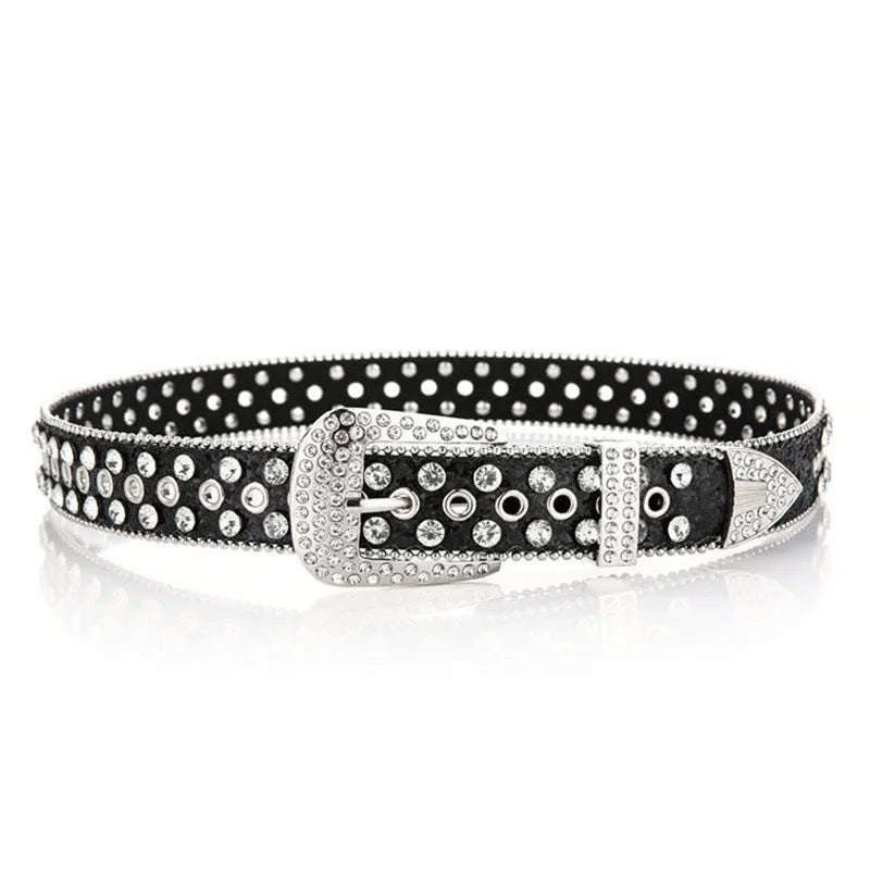 Shiny diamonds Leather belt