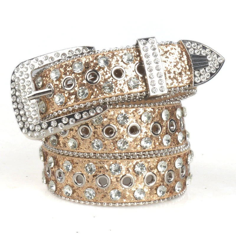 Shiny diamonds Leather belt