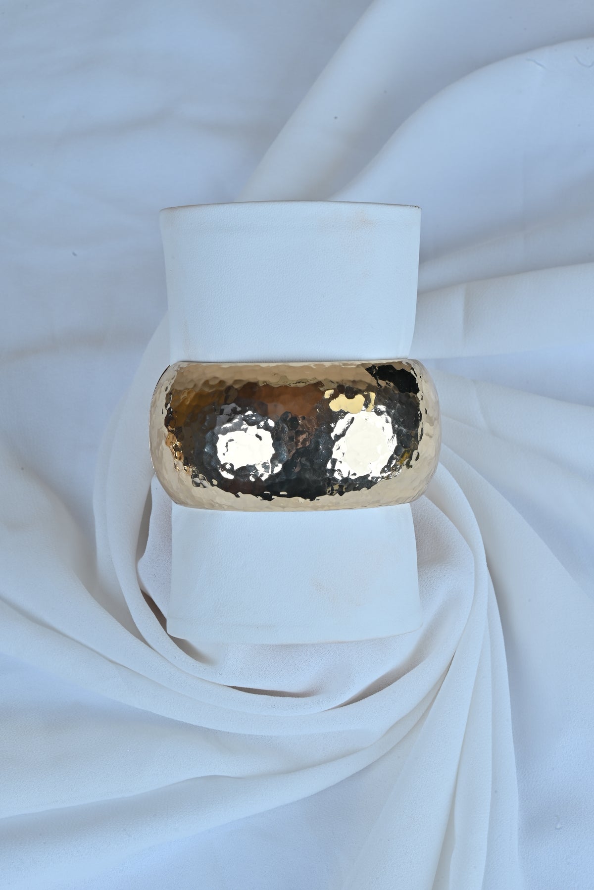 Sterling bracelet wide cuff hammered shiny gold plated looks rea