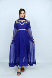 Blue with Embroidery & Mirror work Maxi