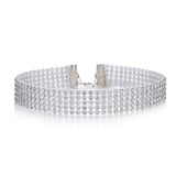 Rhinestone Choker Necklace Wide Crystal