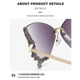 Diamond Butterfly Sunglasses Sparkling Rhinestone Rimless Sun Glasses Ladies Eyewear