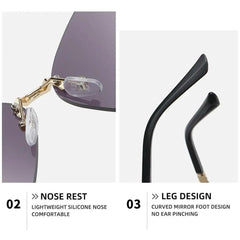 Diamond Butterfly Sunglasses Sparkling Rhinestone Rimless Sun Glasses Ladies Eyewear