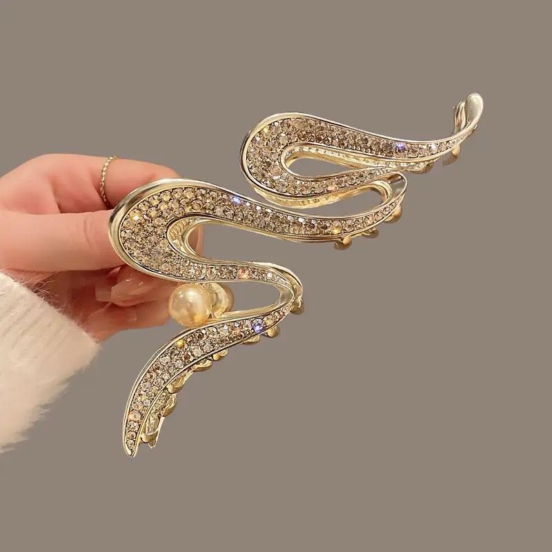 Crystal Hair Crabs Barrettes Vintage Jaw Clips