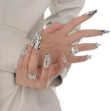 Silver Plated Nail Ring Crystal Stone finger Protector