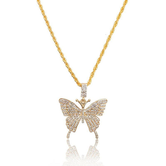 Rhinestone Butterfly Pendant