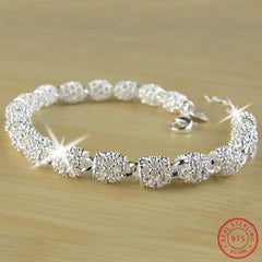925 Silver Beads Charm Bracelets For Women Hollow Ball