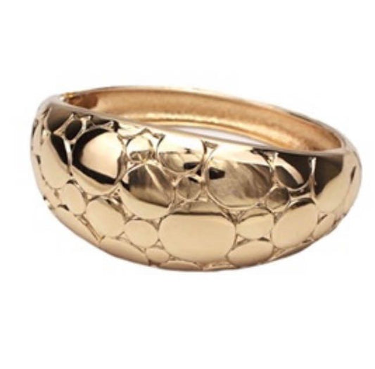 Punk Rough Surface Alloy Big Bangles Bracelets Trend Gold Plated Statement Hand Cuff