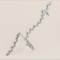 Rhinestone Attached Ring Palm Bracelet - Silver