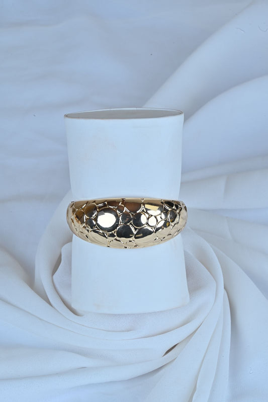 Punk Rough Surface Alloy Big Bangles Bracelets Trend Gold Plated Statement Hand Cuff