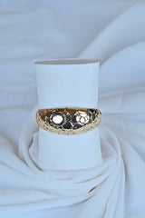 Punk Rough Surface Alloy Big Bangles Bracelets Trend Gold Plated Statement Hand Cuff
