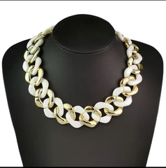 Punk Chunky White Acrylic Thick Chain Choker Necklace