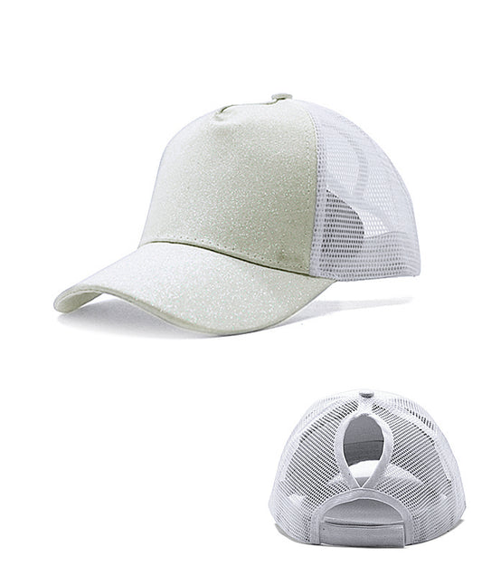 Glitter Ponytail Baseball Cap With Women Snapback Summer Mesh Hat