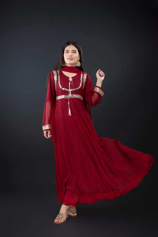 Red-Maxi(Mirror work)