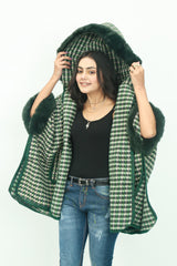 Hooded Fur Cape Shawl