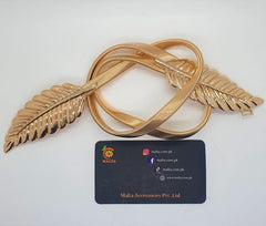 Metallic Elastic Stretchy Chain Leaf Belt