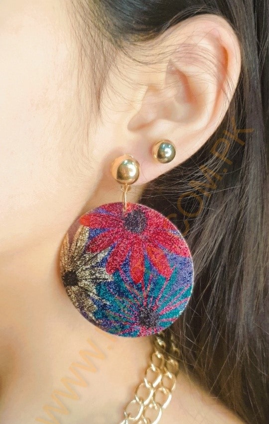 Malta Round Earings with Flower Design