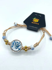 Bluish Floweral Crystal Bracelete